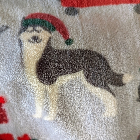 Boston Terrier Christmas Black White Dog Breed Plush Throw 50"x 70" Silver NWT - Picture 5 of 12